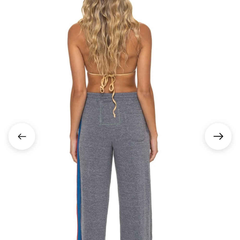 Aviator Nation Gray 5- Strip Wide-Leg Sweatpants size M. New without tags. - Picture 3 of 7